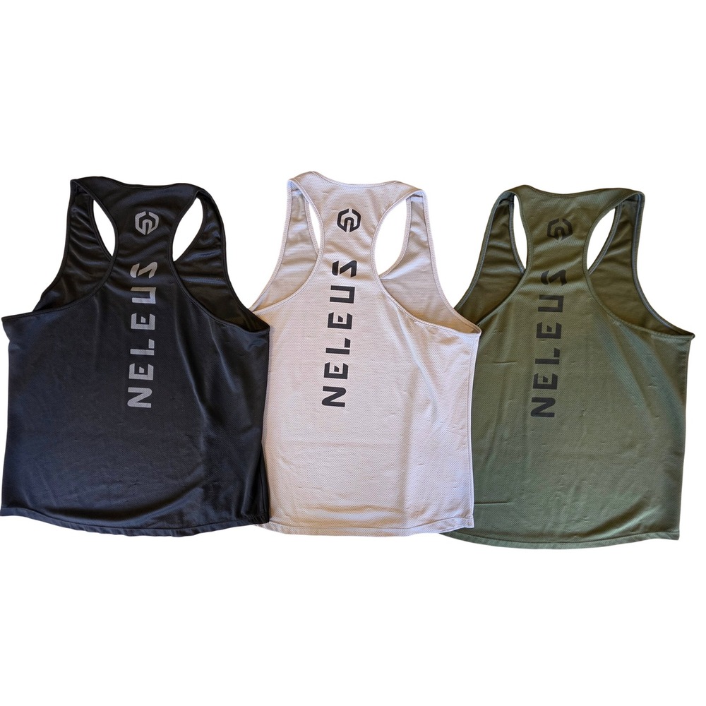 Neleus Mens 3 Pack Mesh Racerback Tank Tops L Black Gray Green Bodybuilding Gym - Picture 2 of 5